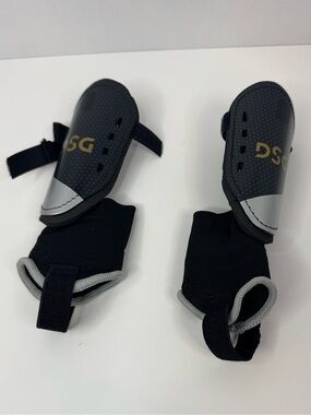 DSG Youth Small Soccer Shin Guards with Ankle Sleeves - Black & Gray